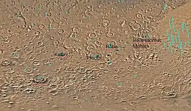 Quadrangle map of Noachis labeled with major features