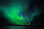 Northern Lights with very rare blue light emitted by nitrogen