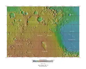 Topographical map of Syrtis Major quadrangle