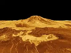 Maat Mons, Venus (radar imaging plus altimetry, 10x vertical exaggeration)