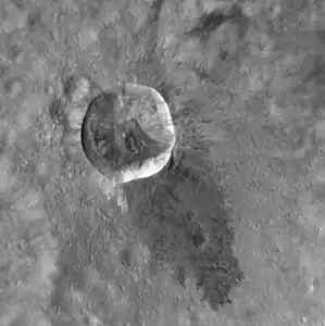 Waters crater with the flow-feature