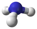 Ball-and-stick model of the ammonia molecule