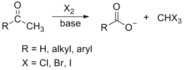 Haloform reaction scheme