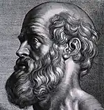 An engraving of Hippocrates by Peter Paul Rubens, 1638