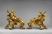 Pair of French Rococo firedogs (chenets); c. 1750; gilt bronze; dimensions of the first: 52.7 x 48.3 x 26.7&nbsp;cm, of the second: 45.1 x 49.1 x 24.8&nbsp;cm; Metropolitan Museum of Art