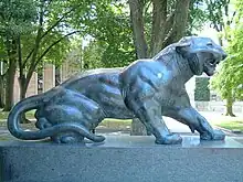 A picture of a tiger statue on Princeton's campus
