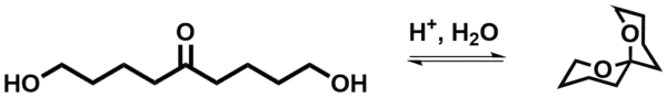 Acid catalyzed ring closure of spiroketal