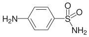Sulfanilamide, a sulfonamide antibacterial, called a sulfa drug.