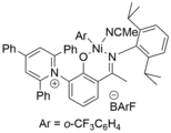 Catalyst supported by highly electron-withdrawing substituted ligand.