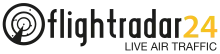 A radar symbol, with the text "Flightradar24, live air traffic."