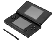 A Nintendo DS Lite with its stylus