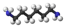 Ball and stick model of hexamethylenediamine
