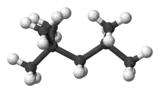 Ball and stick model of 2,2,4-trimethylpentane