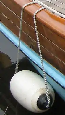 the fender on the side of a boat