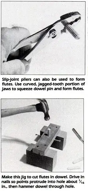 Two methods to groove dowels